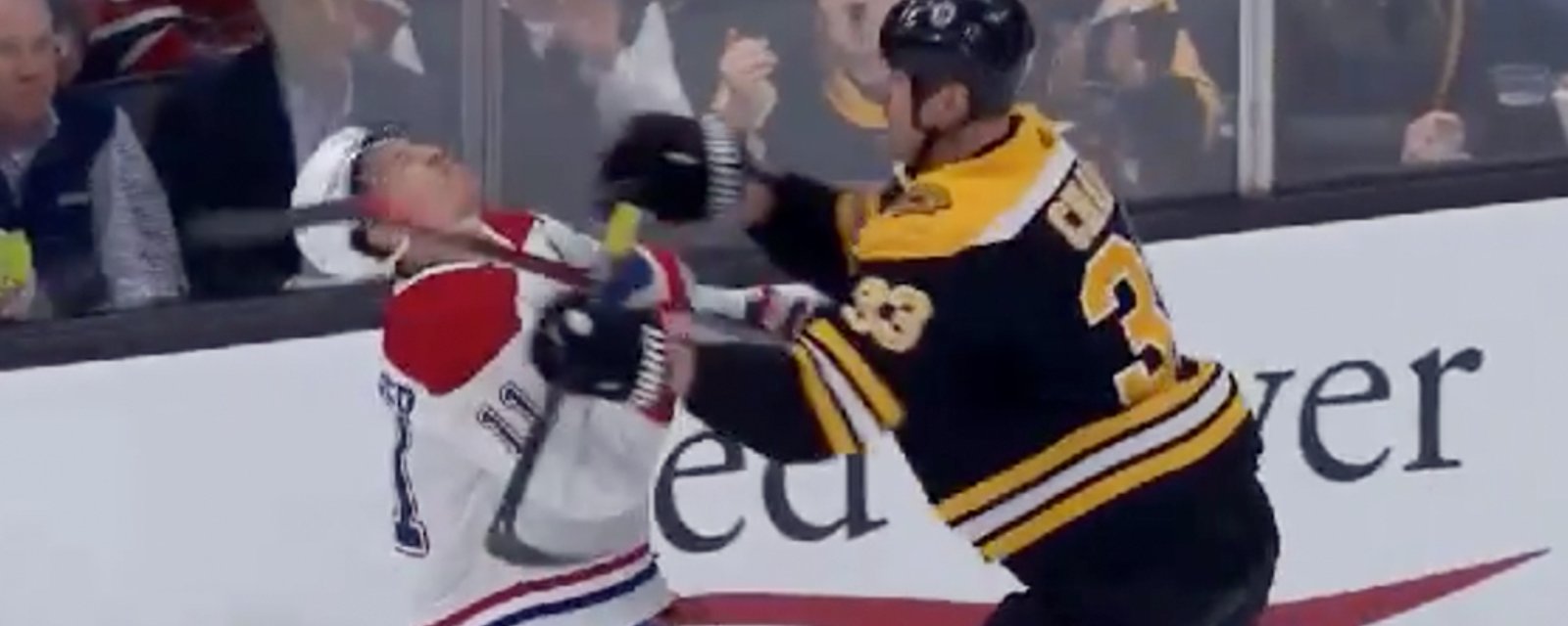 Chara crosschecks Gallagher in the face, both players get two minutes