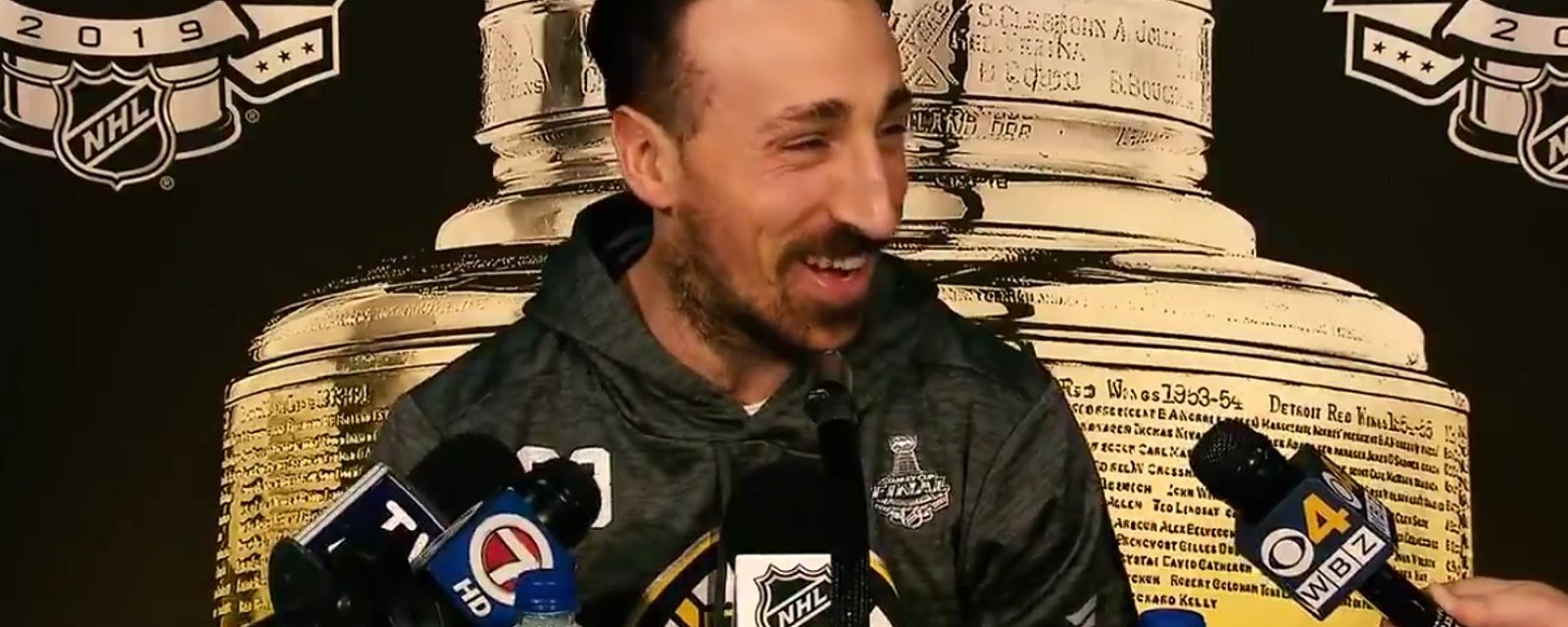 Brad Marchand rips the Habs and Red Wings during media scrum.