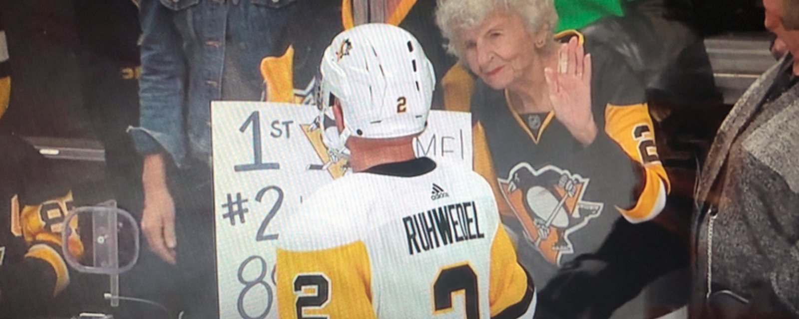 Ruhwedel shares a special moment with his 89 year old grandmother prior to puck drop
