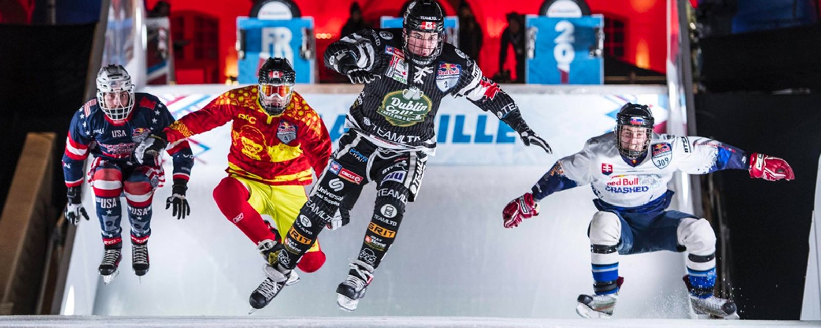 Hockey players try Red Bull Crashed Ice for the first time with zero practice