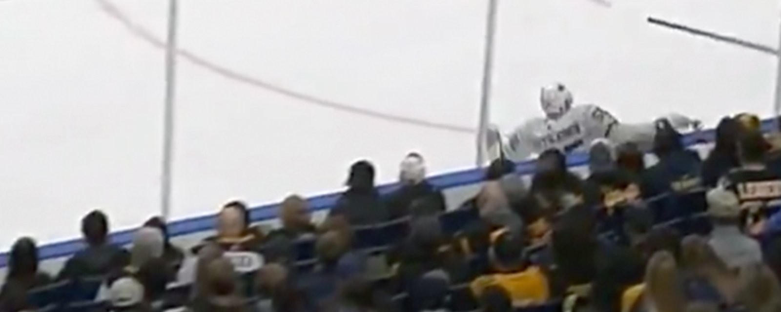Ristolainen hits himself into the boards, goes flying