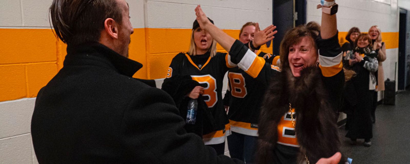 Brad Marchand celebrates victory with Bruins’ moms 
