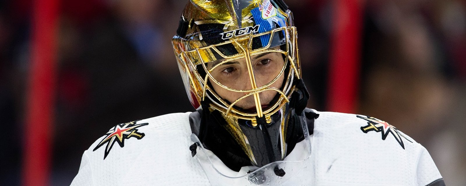 Marc Andre Fleury adds a special message from his dad to his helmet.