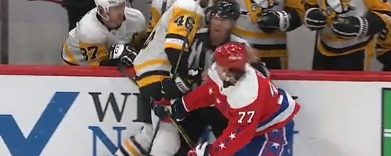 Crosby gets a penalty while on the bench after getting into with T.J. Oshie.