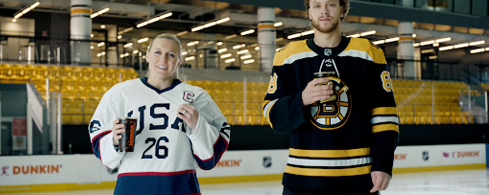 Pastrnak dips into his pockets for Kendall Coyne Schofield for popular Dunkin’ Donuts commercial