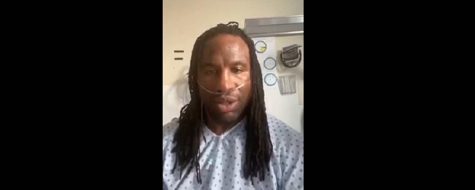 Georges Laraque sends a message from his hospital bed.