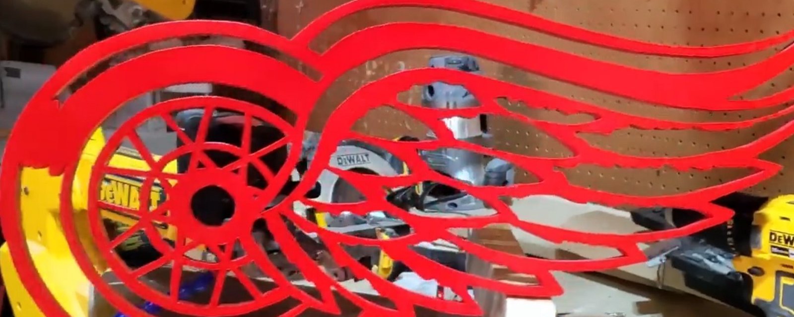 NHL fan crafts beautiful Red Wings logo, but has evil intentions.