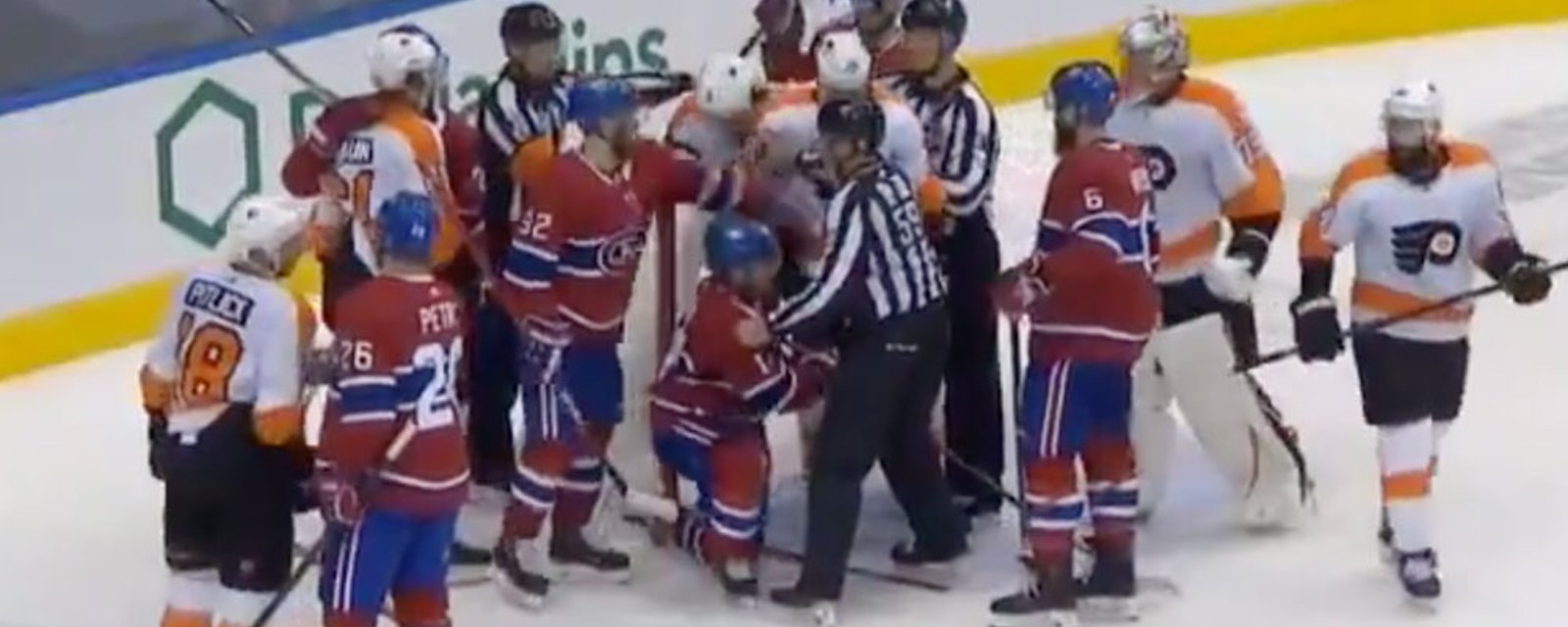 Fight erupts before handshake line between Flyers and eliminated Habs! 