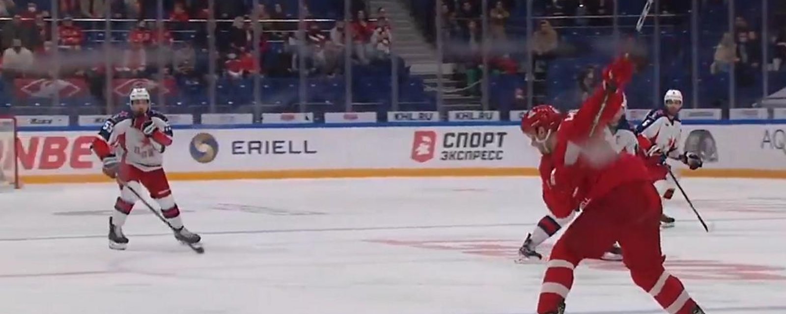 Andrei Kuteikin scores with a bomb from behind his own blue line!