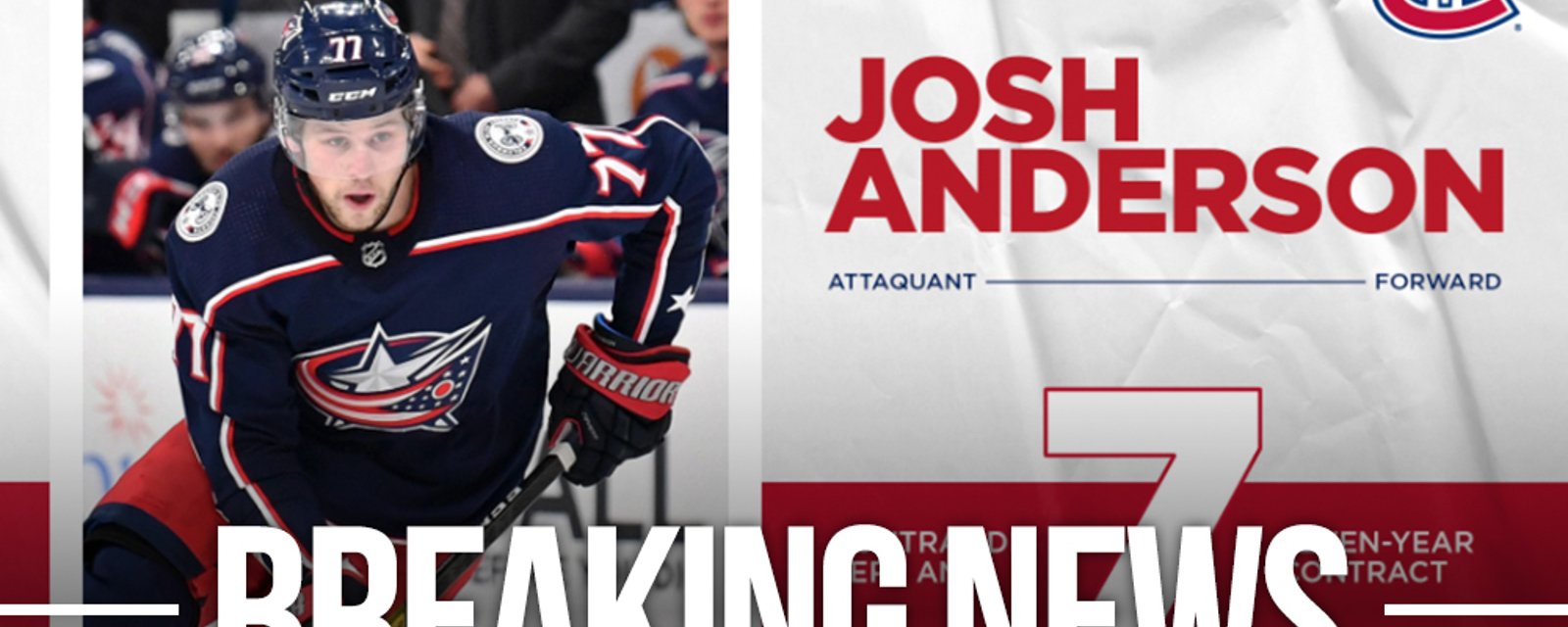 Habs sign newcomer Josh Anderson to insane new contract