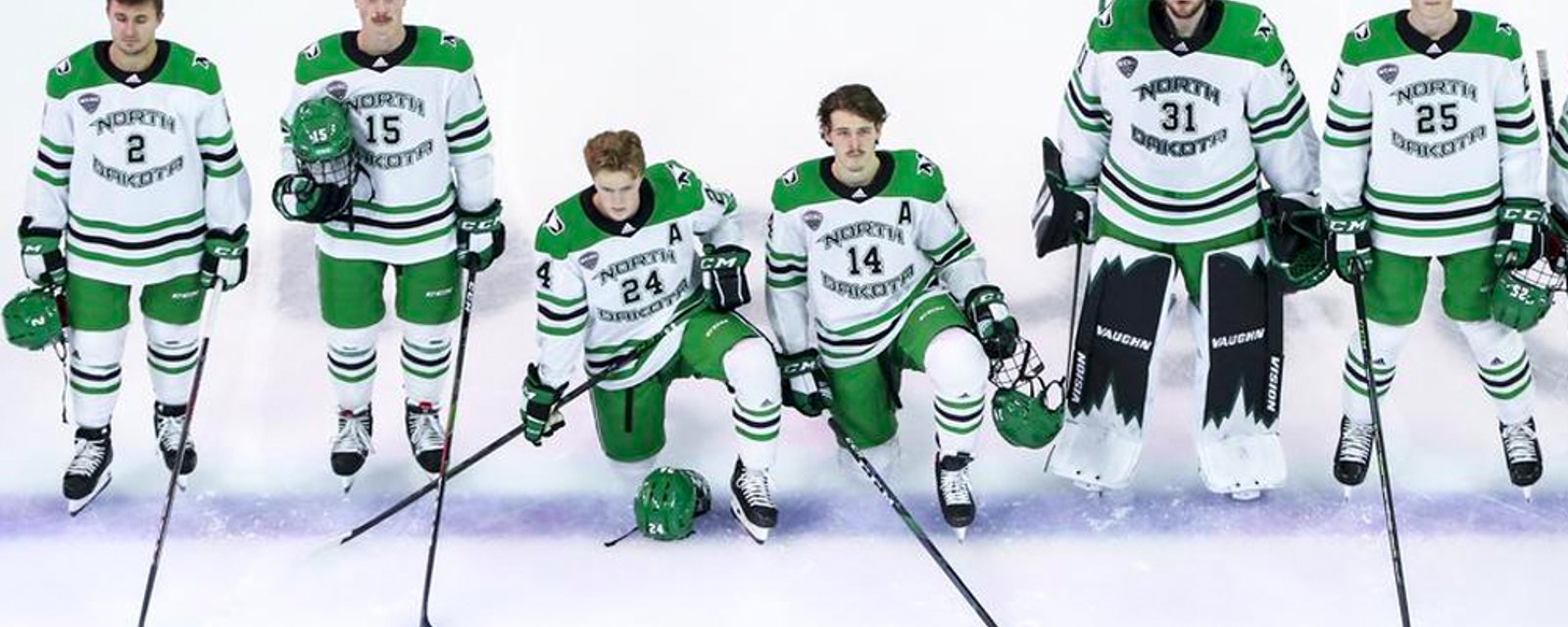 Top prospects Bernard-Docker and Weatherby kneel for the national anthem at UND season opener