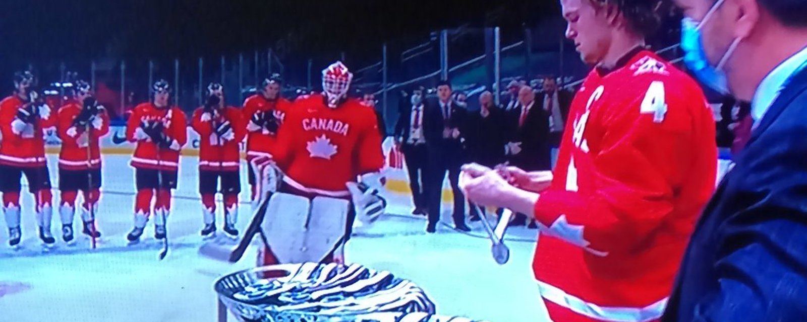 Team Canada’s Byram presents silver medal to teammates in heartbreaking ceremony…