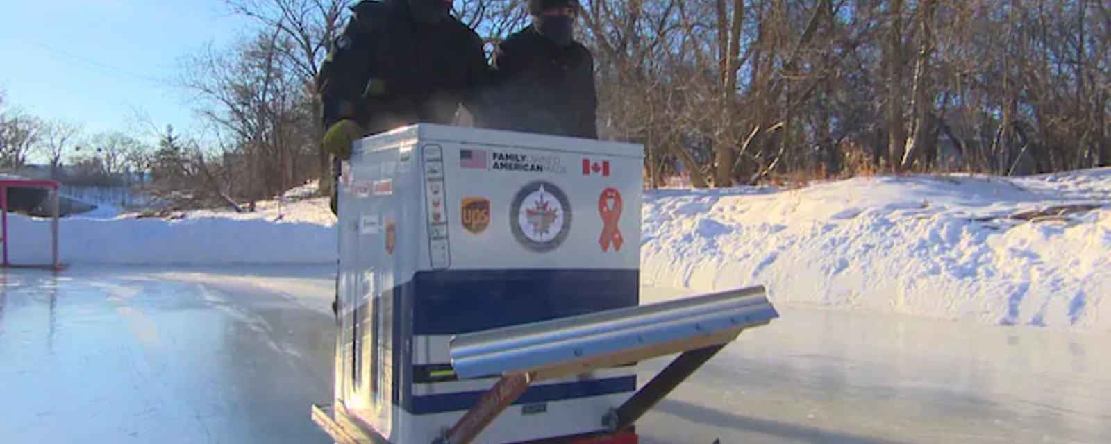 Winnipeg family transforms washer in backyard ice resurfacer! 