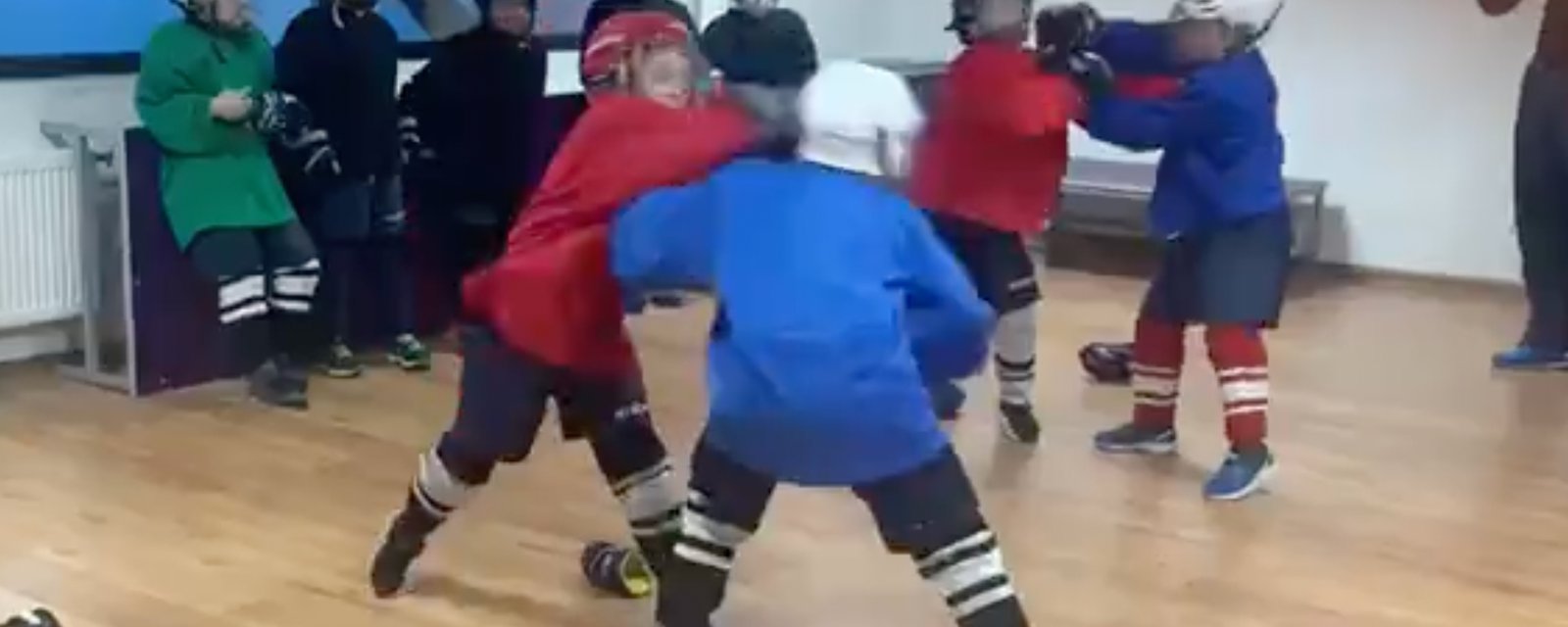 Kids punch each other in the face at Russian hockey school! 