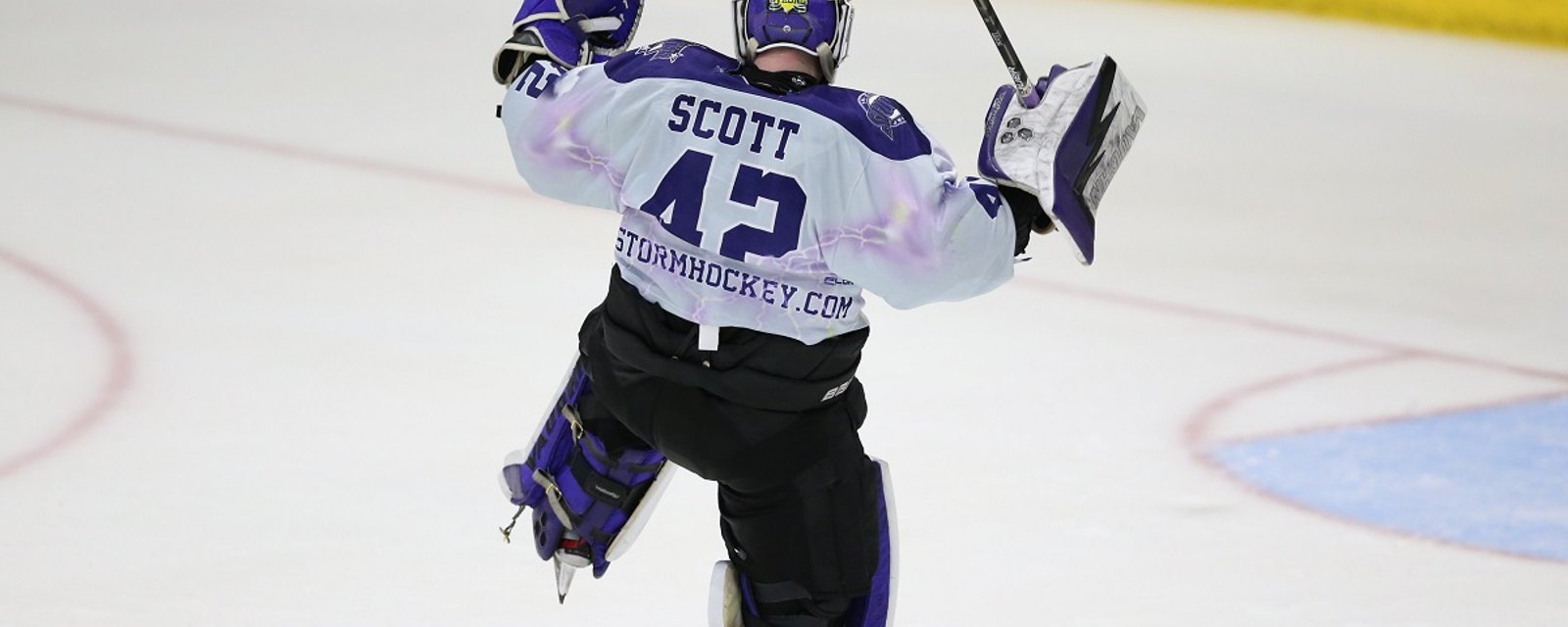 Goaltender Todd Scott scores an ultra rare goalie-goal.