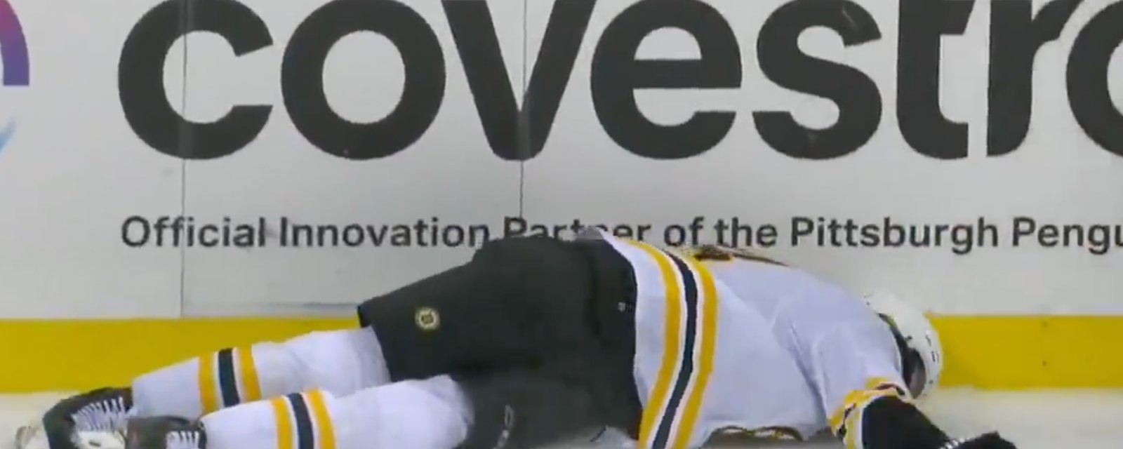 Jarred Tinordi lays motionless on the ice after being knocked out into the boards! 