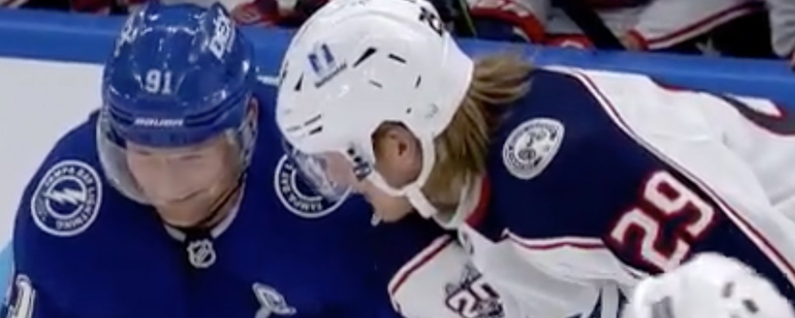 Patrik Laine caught chuckling on the ice with rival Steven Stamkos