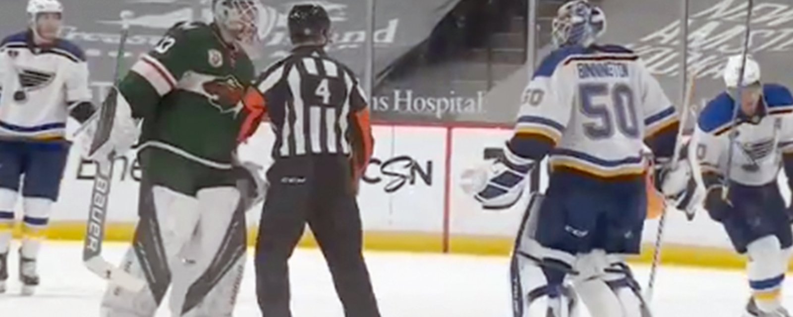 Binnington does it again, referee has to separate him and Talbot as period ends