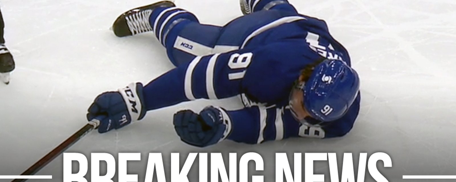 A scary situation in Toronto, Tavares gets accidentally kicked in the head by Corey Perry