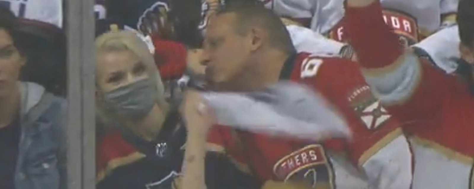 Panthers fan leans in for a kiss but gets completely shutdown as the cameras roll.