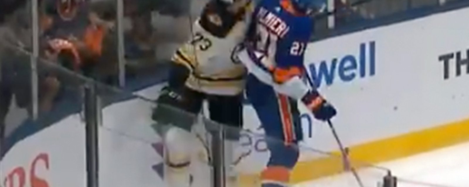 Palmieri rocks McAvoy with a shoulder to the chin