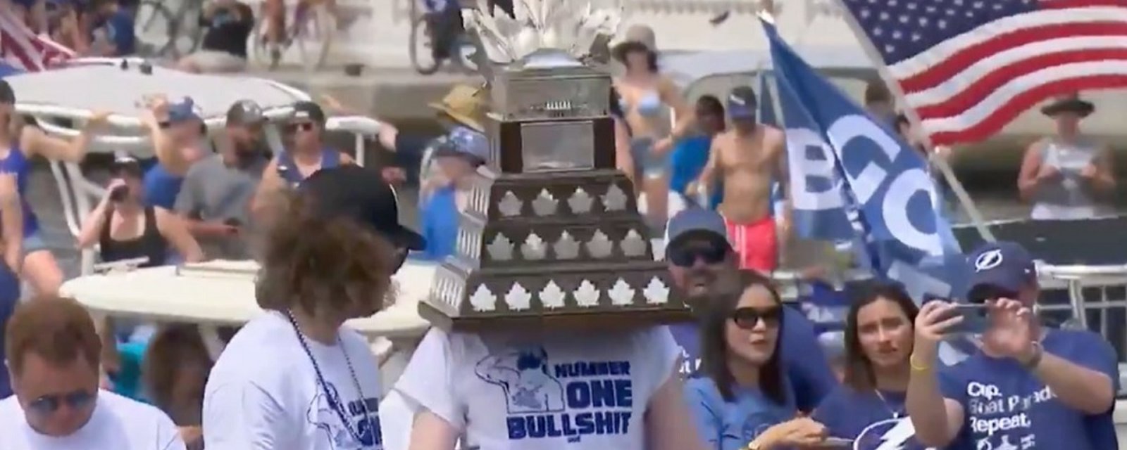 Lightning go wild during their Stanley Cup boat parade.