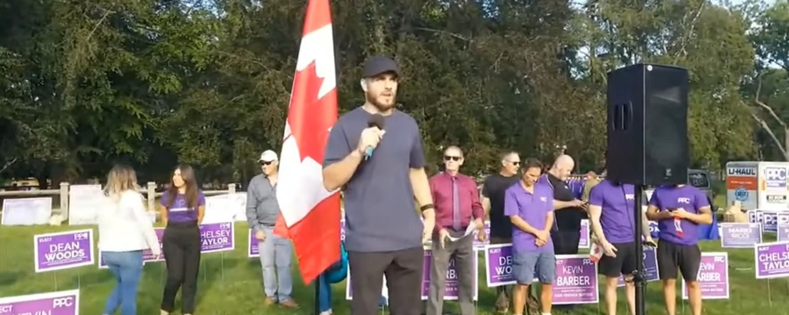 Zac Rinaldo takes a strong stance on vaccine mandates during political rally.