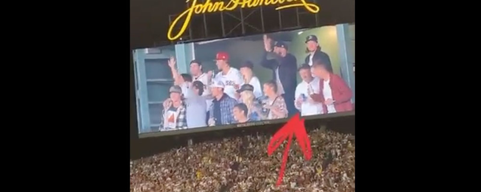 Jack Eichel parties with the Boston Bruins at Red Sox game