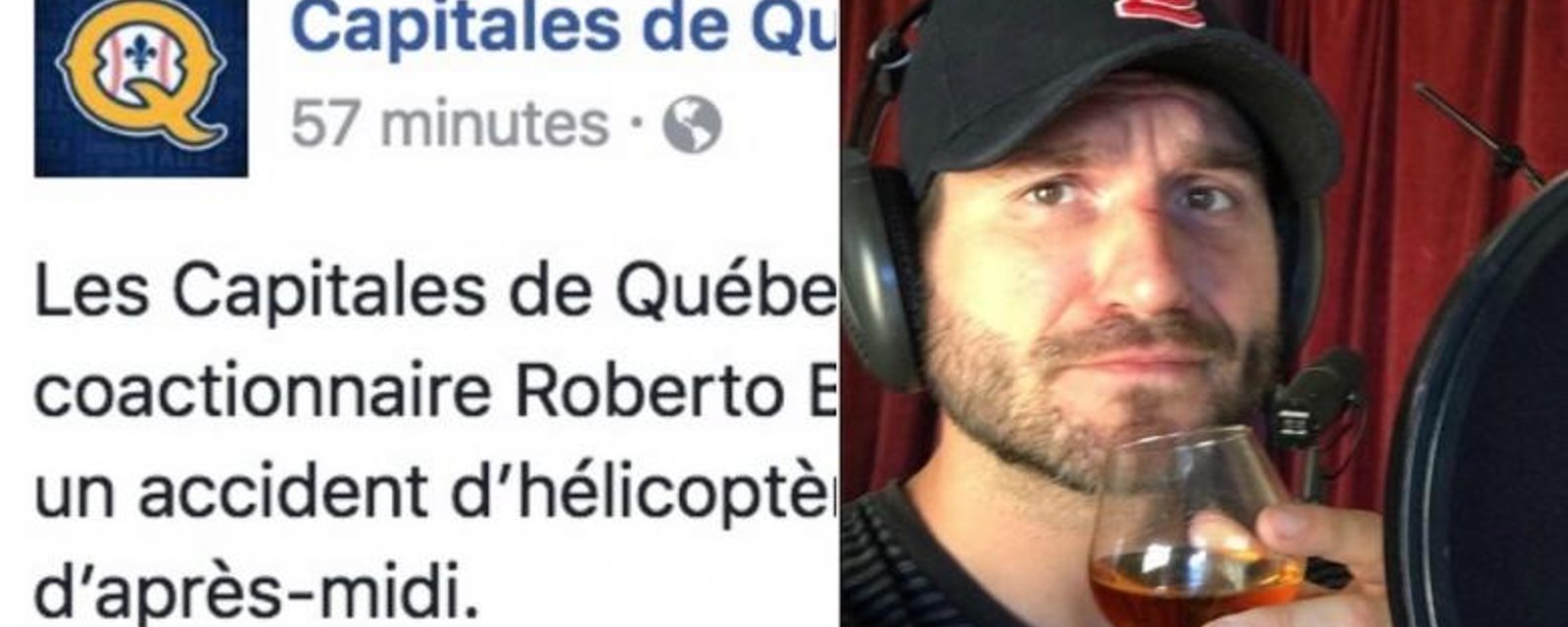 Suite au décès de Bob Bissonette, les Capitales de Québec publient un message sur Facebook