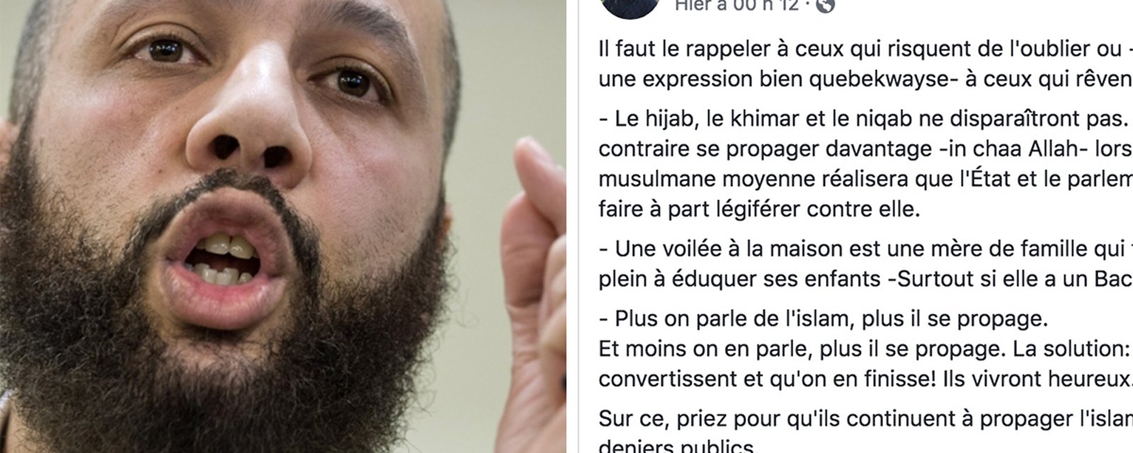 Voile islamique: un Imam montréalais sème la controverse avec un statut Facebook