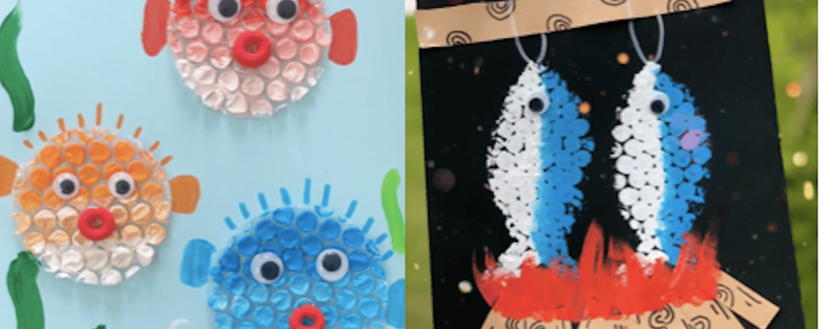 4 oeuvres à faire avec du papier bulles et de la peinture