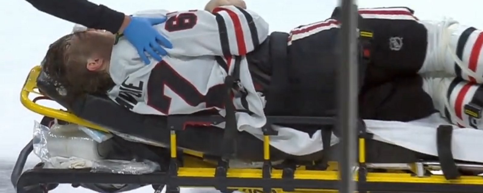 Samuel Savoie carried out on a stretcher on Saturday night.