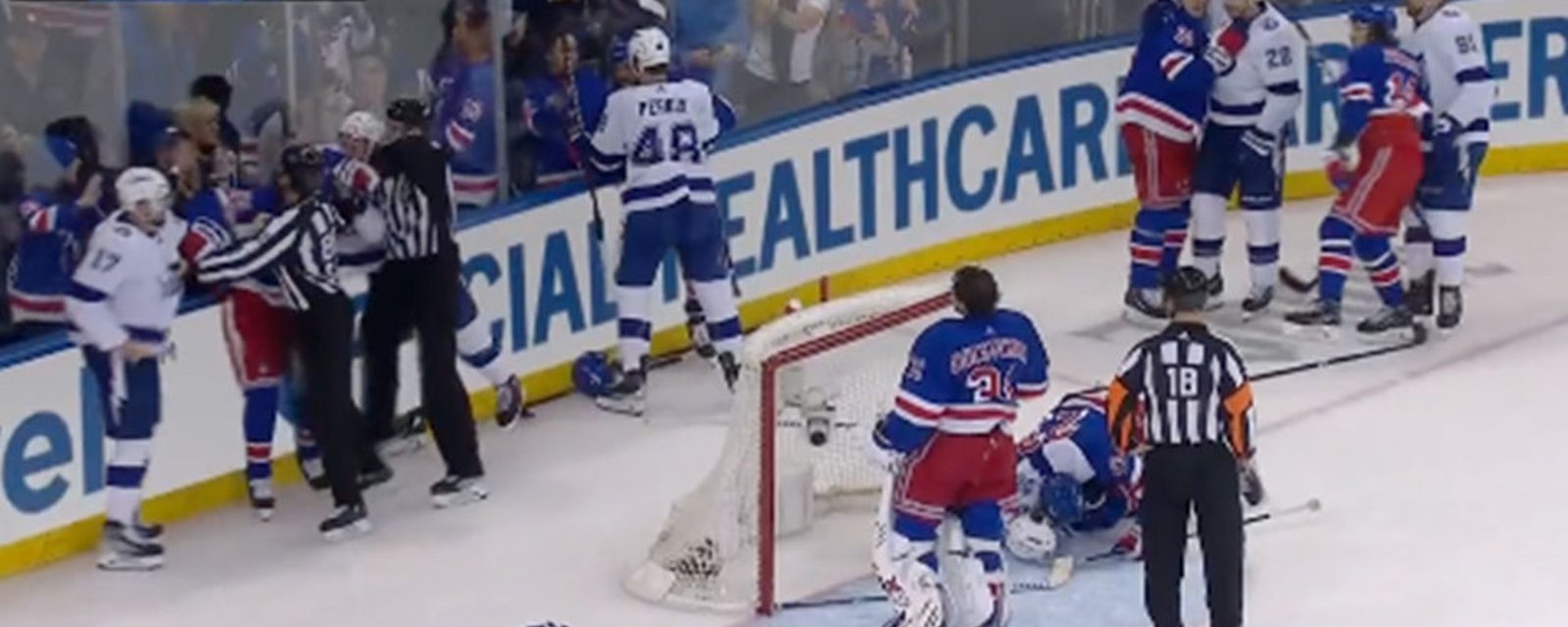 Multiple fines handed out by NHL after melee between Rangers and Lightning last night