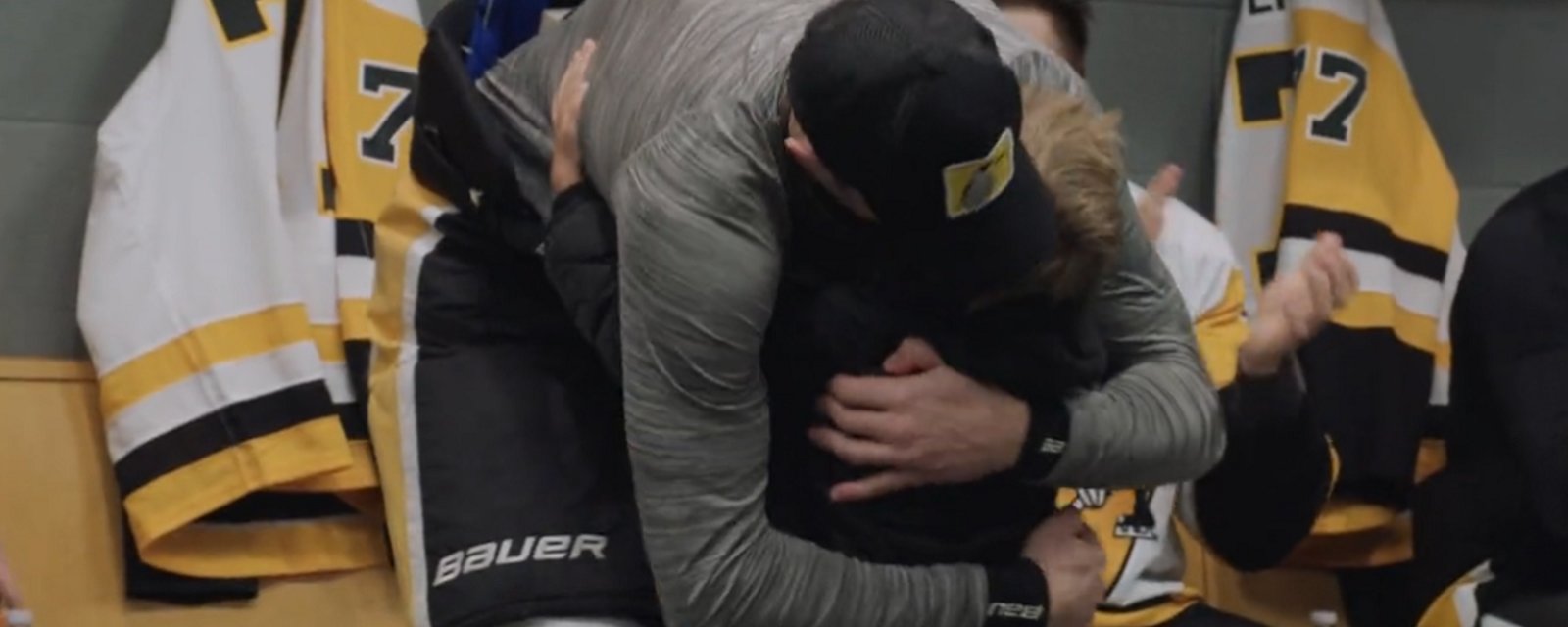 Evgeni Malkin gets a special surprise before his 1000th NHL game.