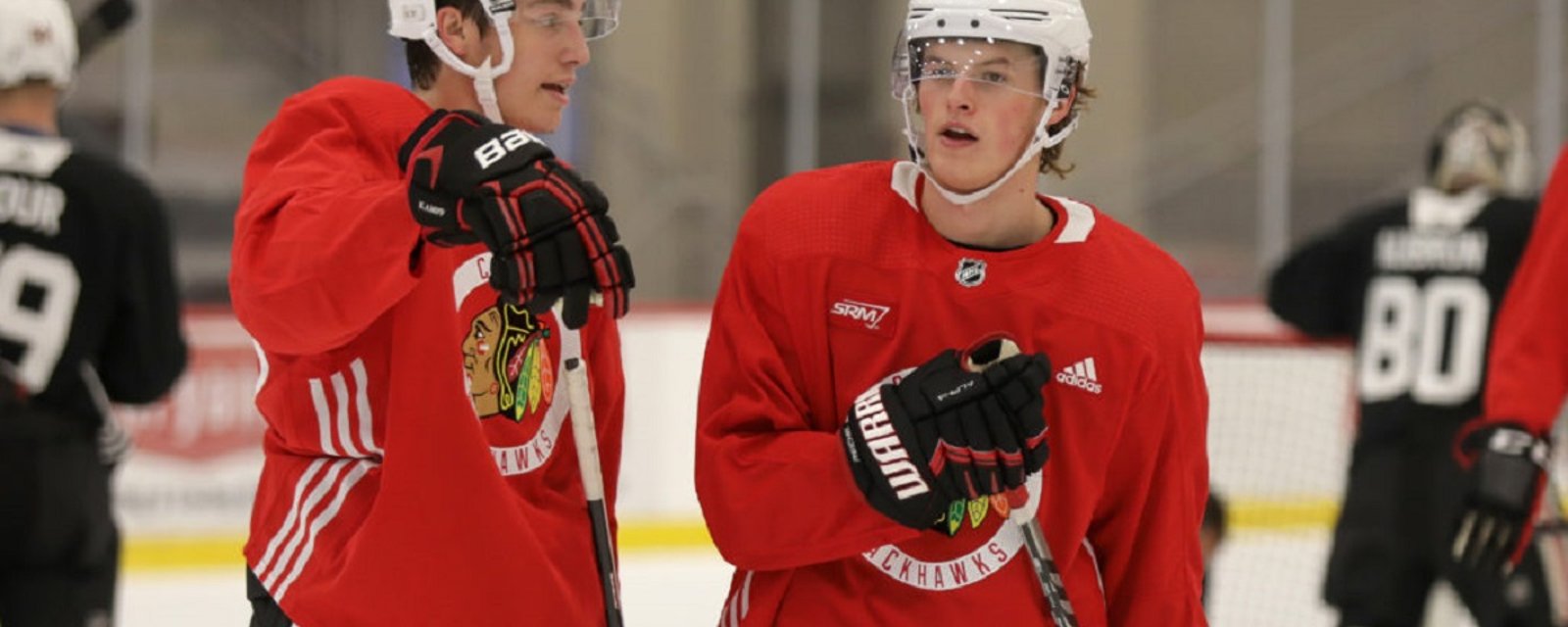 Blackhawks rookie showcase results in an injury on Day 1.