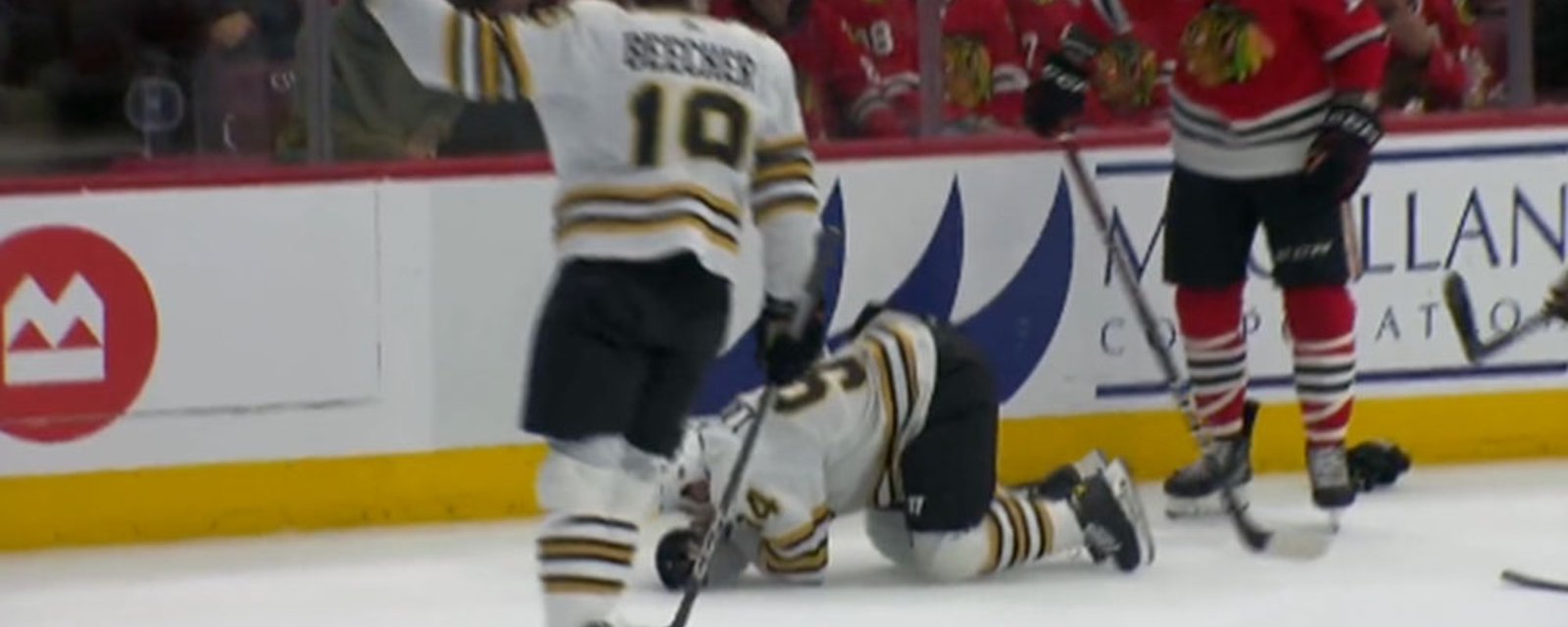 Scary moment after Bruins' Jakub Lauko gets a skate cut to the eye