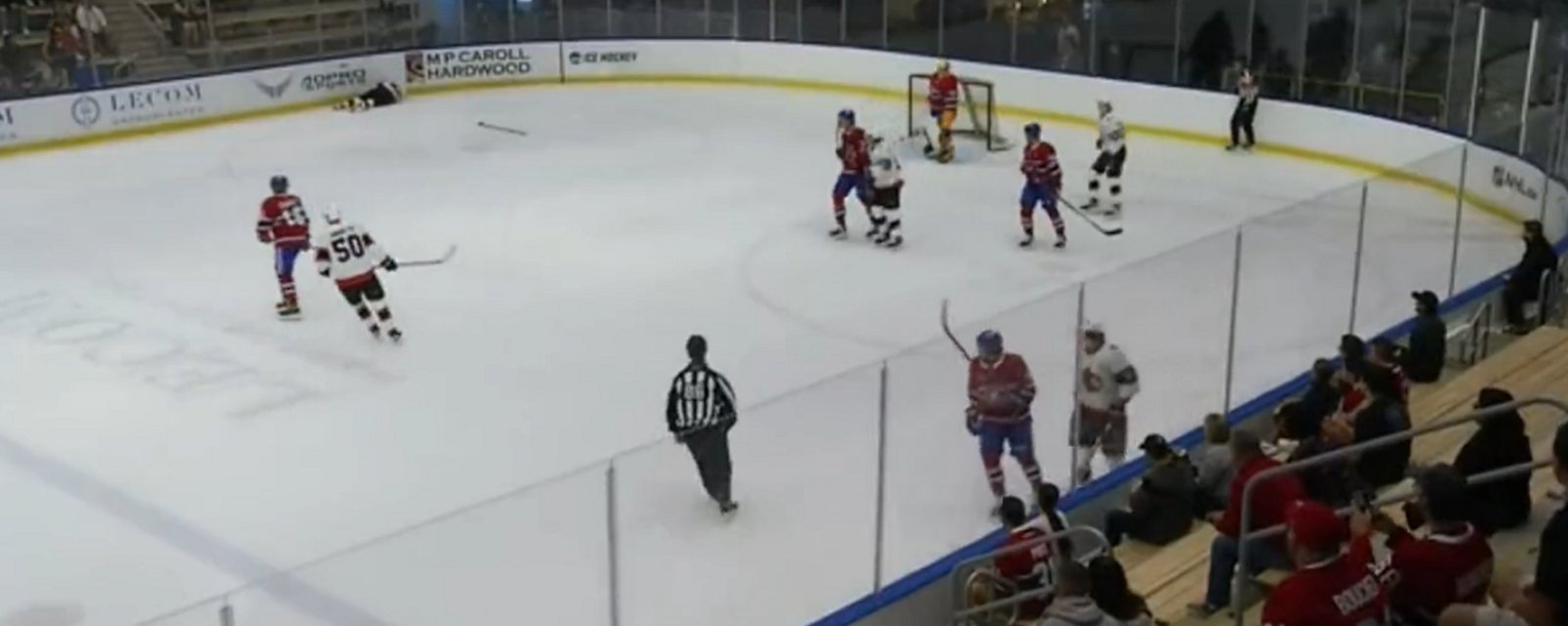Late hit leads to injury during Habs/Sens prospect game.