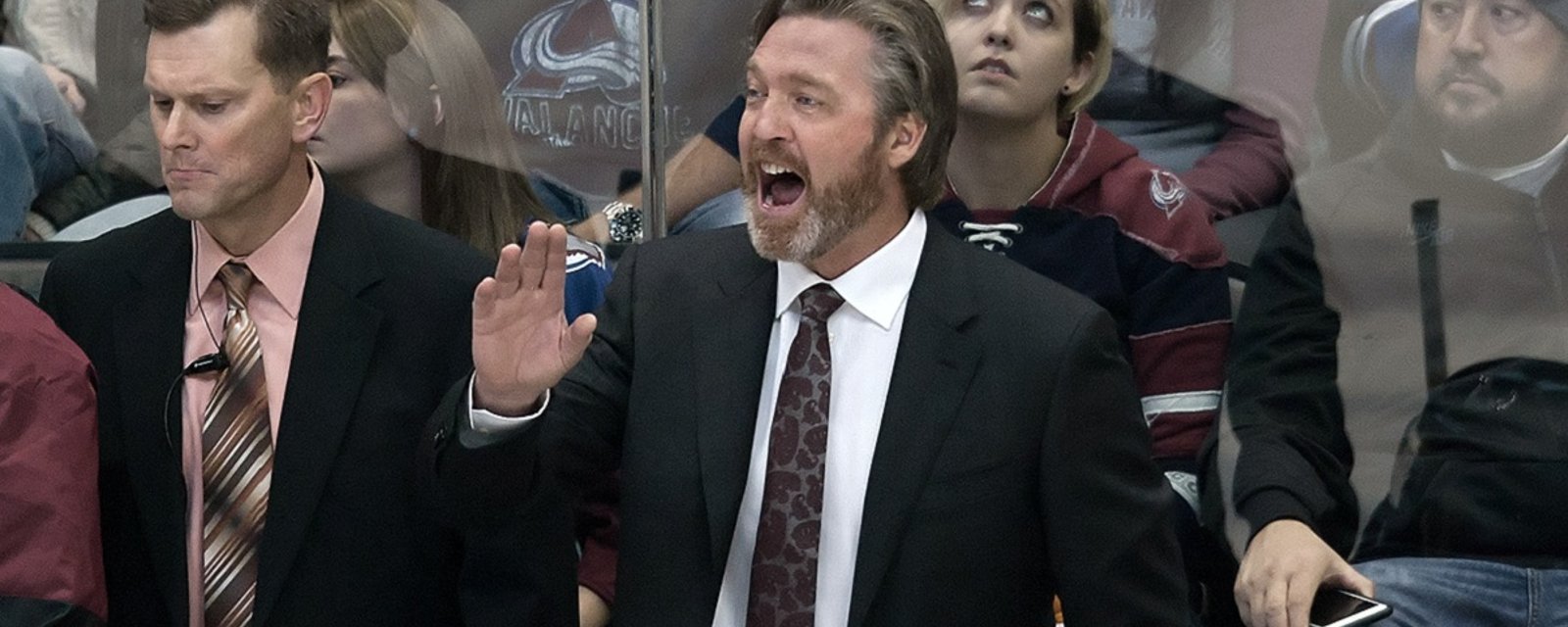 Patrick Roy ejected after heated argument with referee.