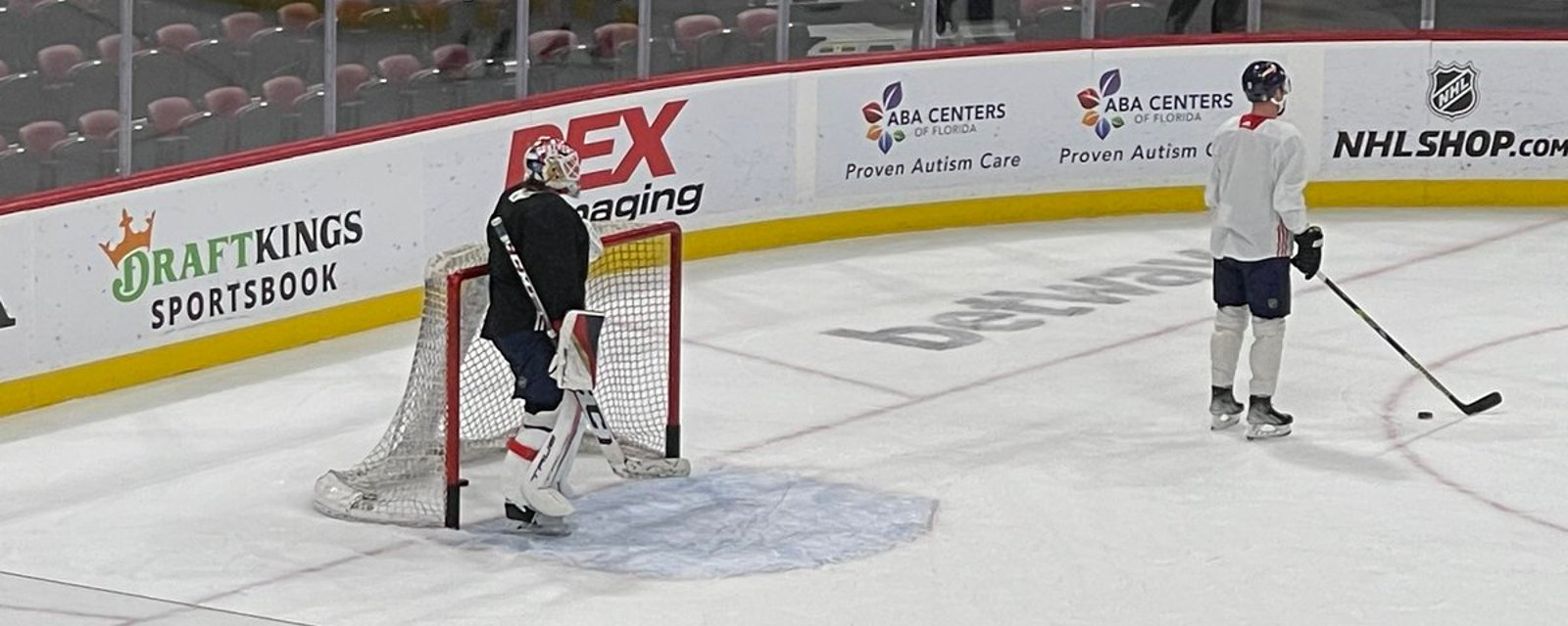 Sergei Bobrovsky chirps teammates as he blows them away in practice for Game 1