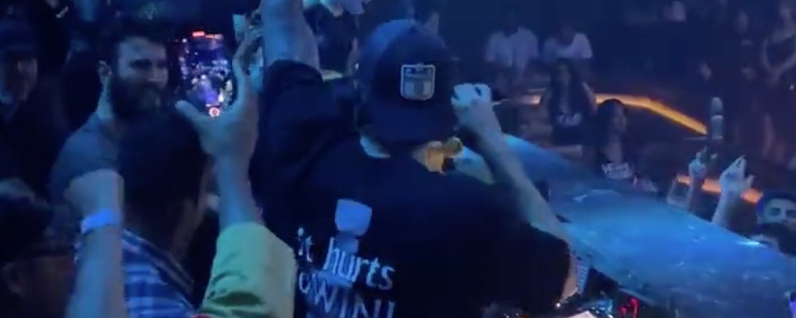 Goalie Adam Hill goes viral with unique Stanley Cup celebration in Vegas’ nightclub