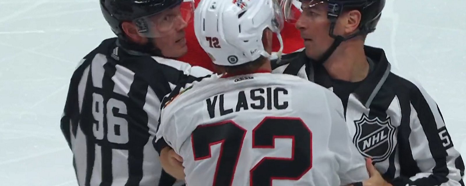 Alex Vlasic ejected for knee on knee in the preseason.