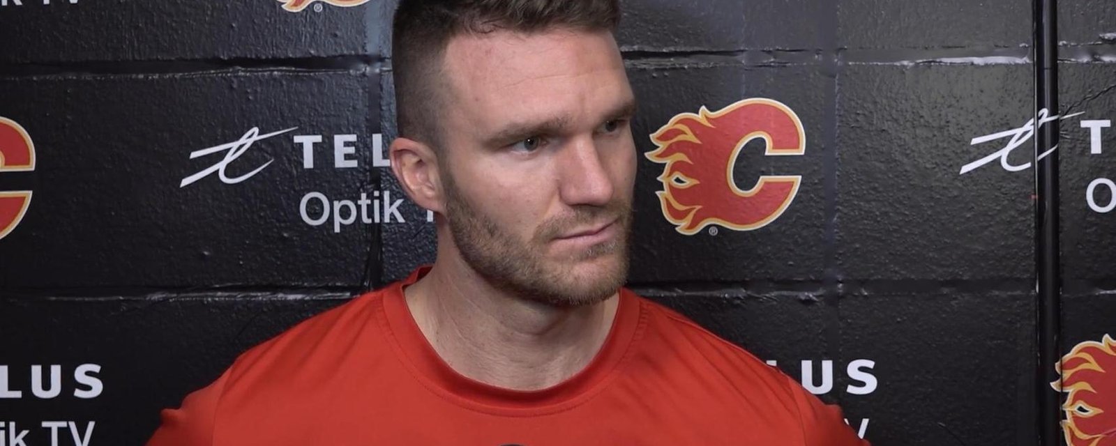 Flames’ Jonathan Huberdeau reacts to his agent bashing coach Darryl Sutter