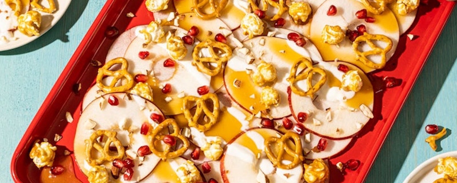 Une collation spéciale: les nachos de pommes, popocorn-caramel