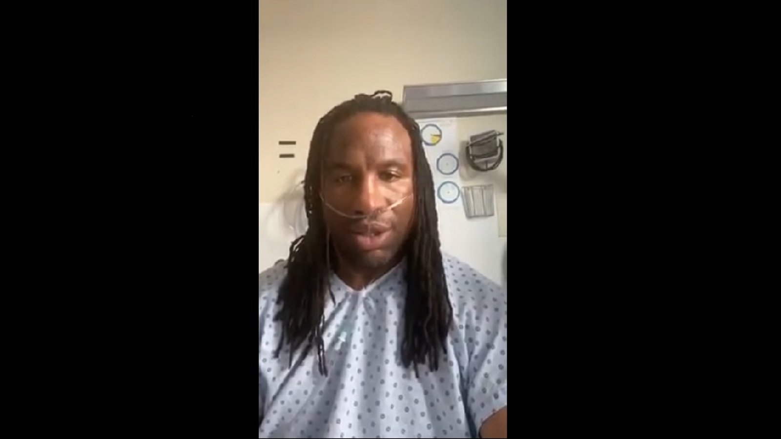 Georges Laraque sends a message from his hospital bed.