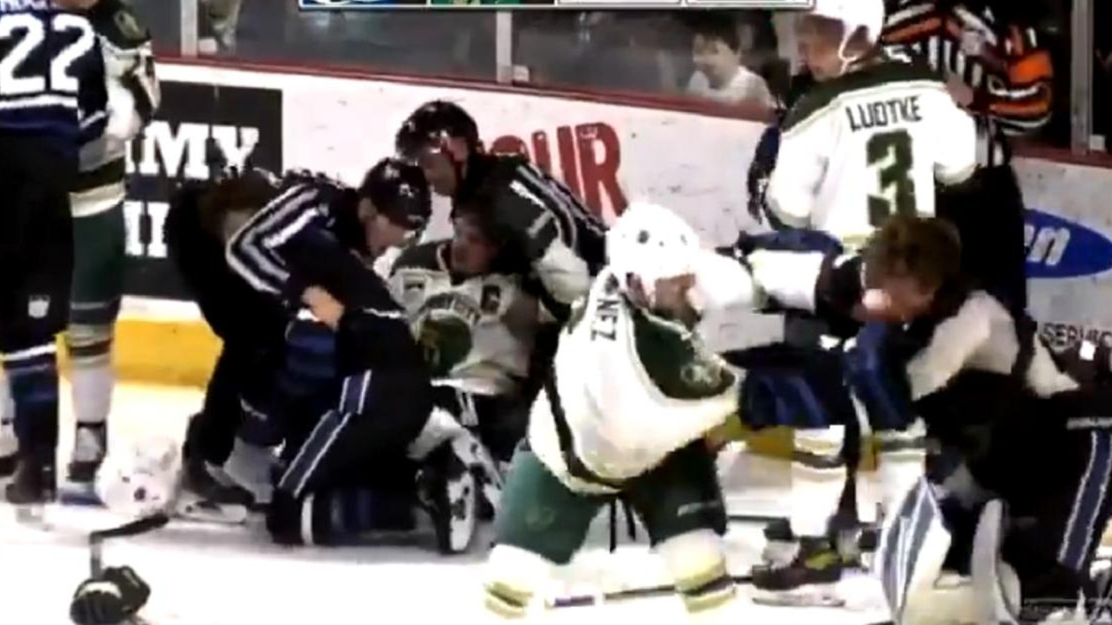 USHL game turns into pure chaos as wild brawl erupts on the ice.
