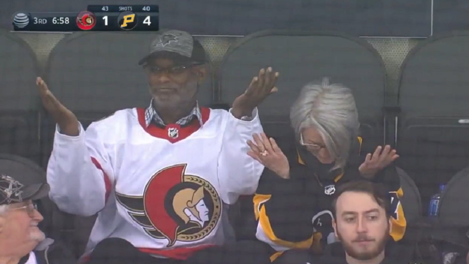 Mom and Dad crack up after both their sons get hauled off with matching penalties.