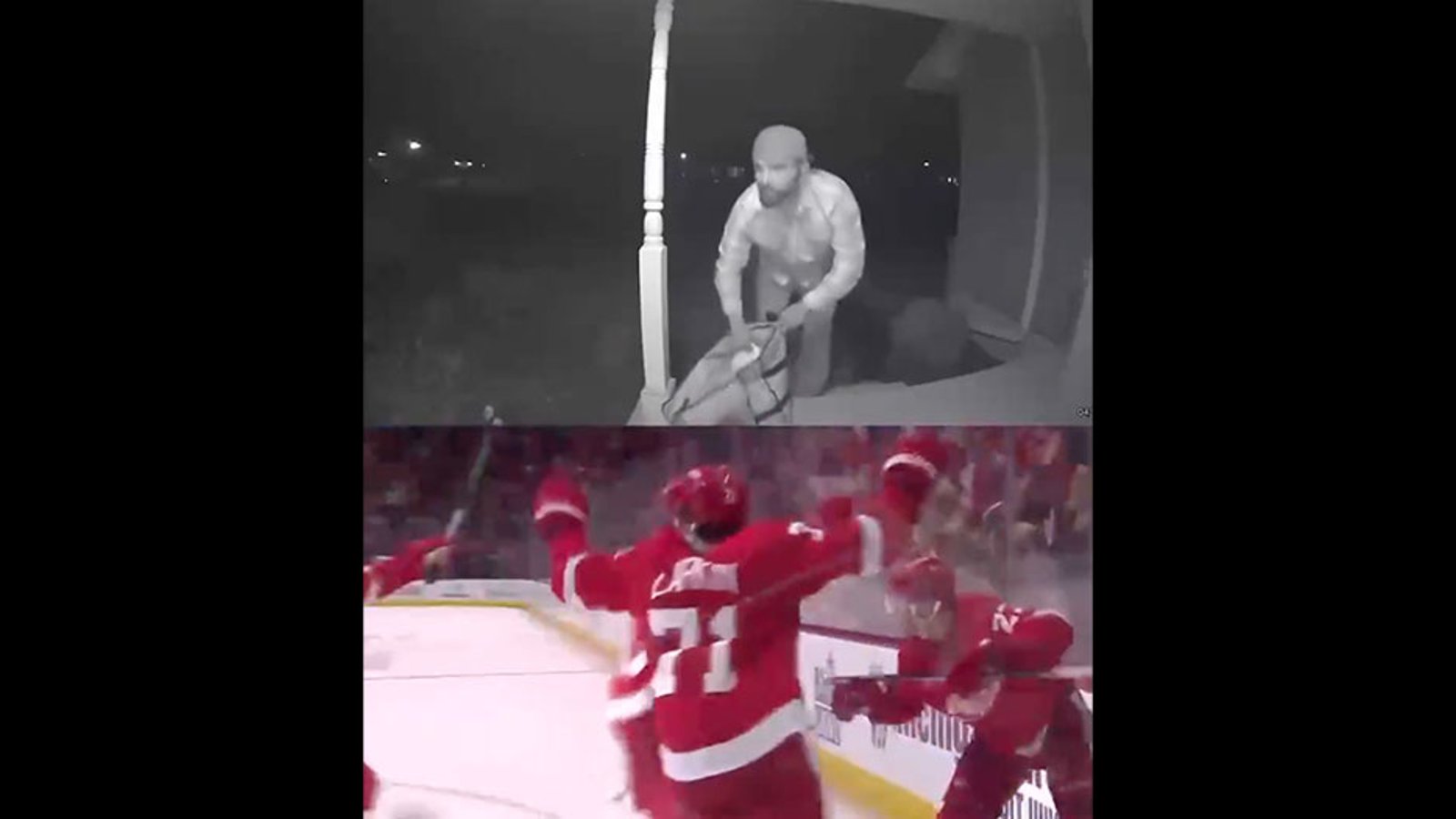 Hilarious moment when delivery guy gets surprised by Lucas Raymond goal