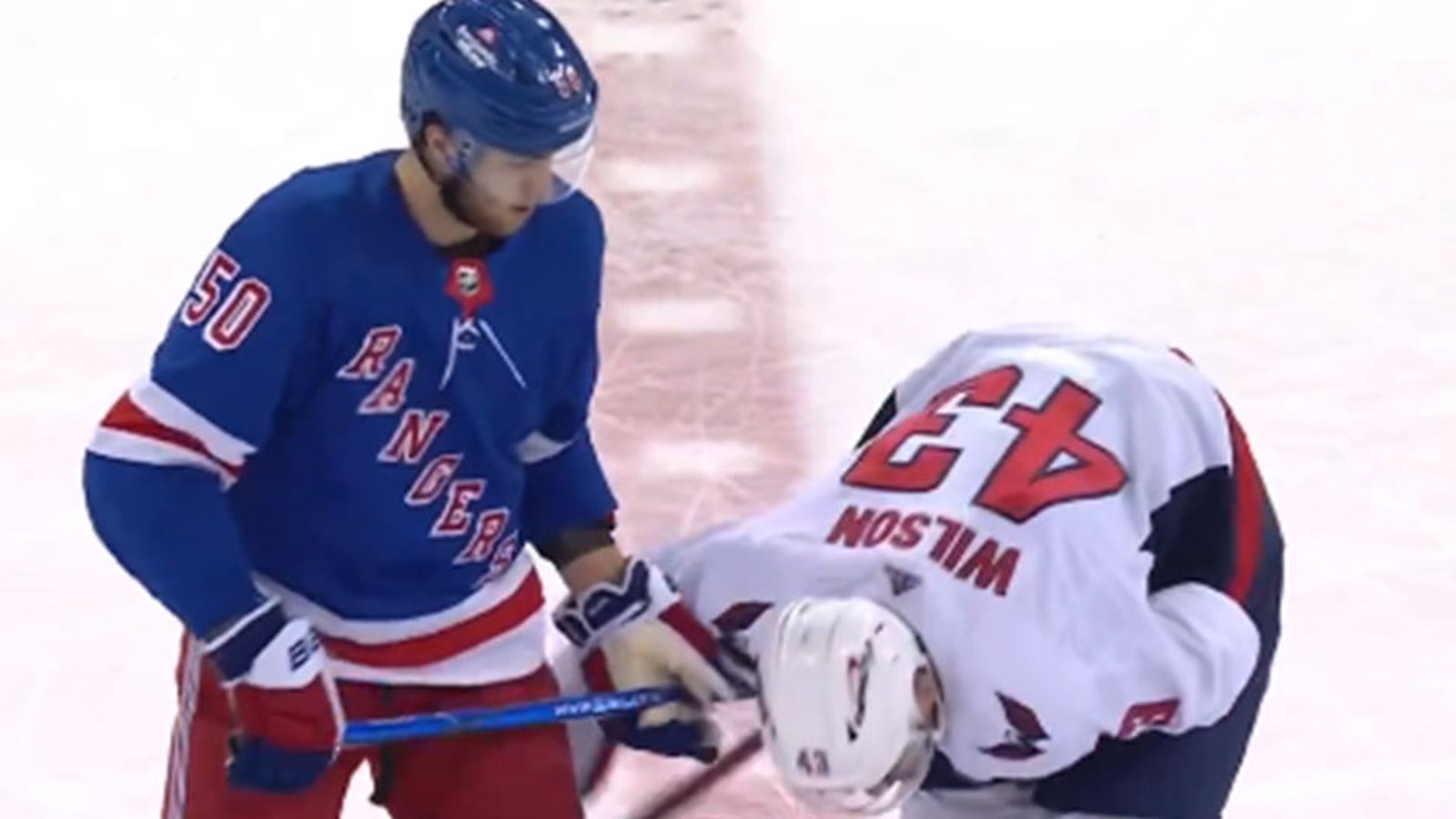 Tom Wilson gets speared in a very, very sensitive area