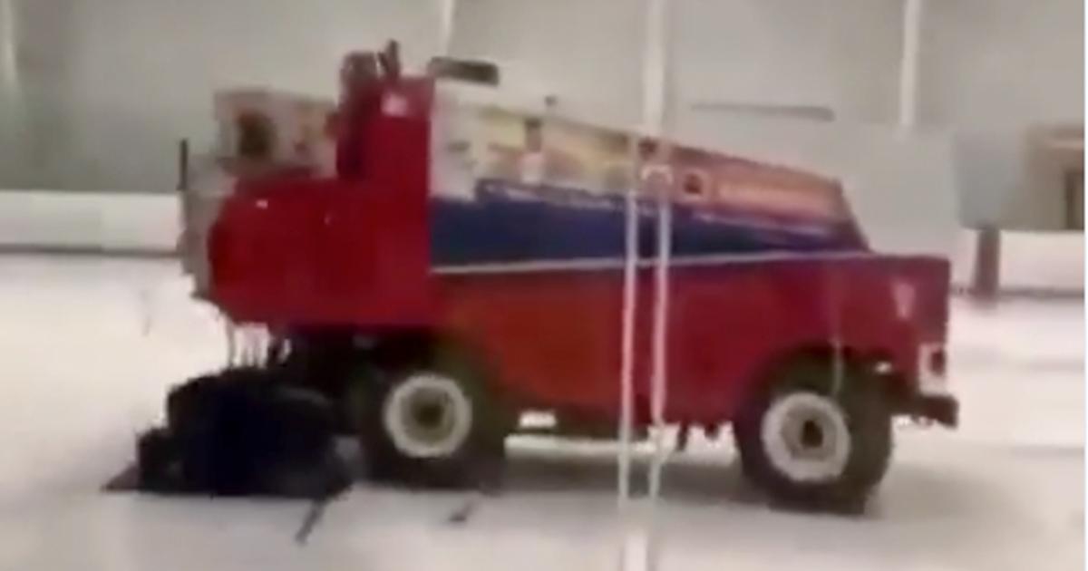 Out of control Zamboni SLAMS into the boards HockeyFeed