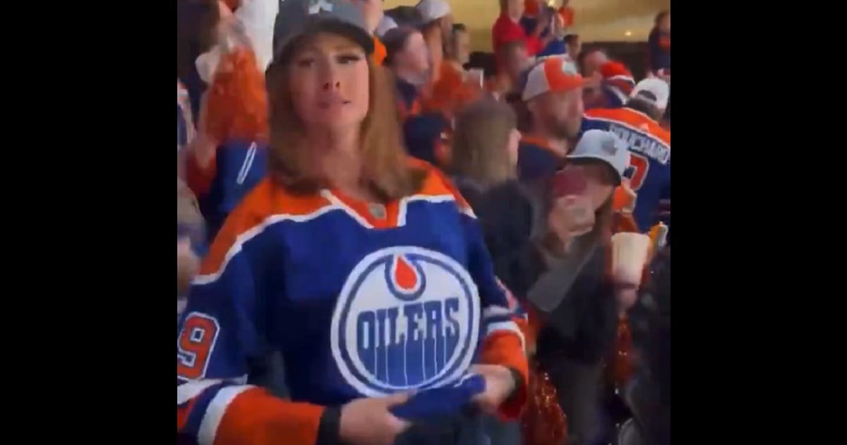 Oilers fan goes viral after flashing crowd in Game 5. - HockeyFeed